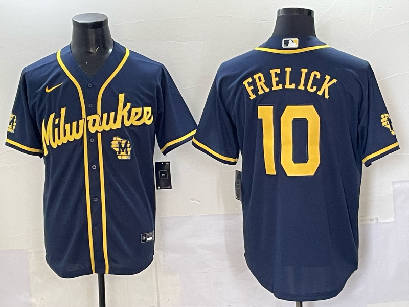 Men Milwaukee Brewers #10 Frelick blue  MLB 2025 Nike Jersey 004